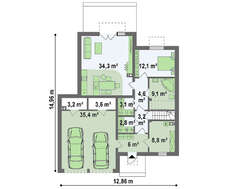 Стильный двухэтажный дом оригинальной формы с двумя гостиными