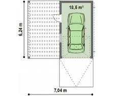 Проект одноэтажного гаража на одну машину с уютной террасой