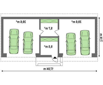 Гараж на 4 машины с односкатной кровлей