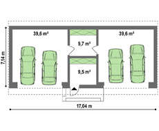 Гараж на 4 машины с односкатной кровлей