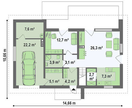 Обновленный проект дома с мансардой по типу 4M234