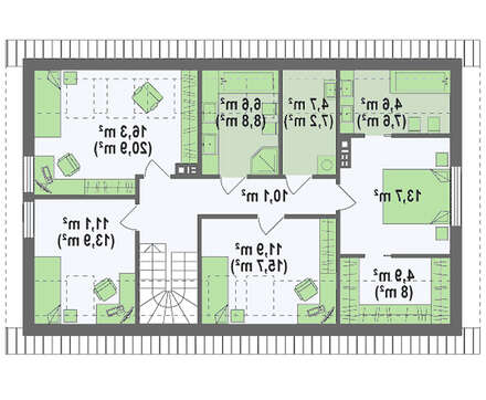Обновленный проект дома с мансардой по типу 4M234