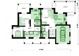 Проект удобного загородного коттеджа с гаражом на 2 семьи