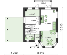 Проект загородного дома с навесом для авто
