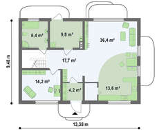 Проект коттеджа с просторной гостиной