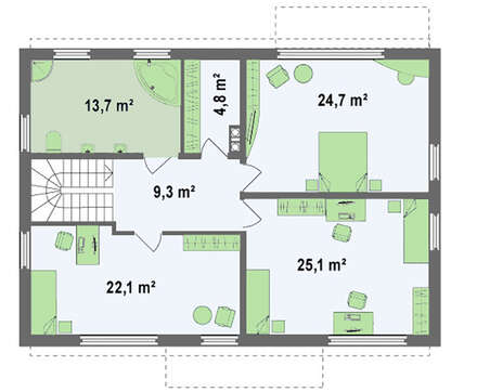 Проект коттеджа с просторной гостиной