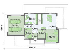 Проект двухэтажного просторного коттеджа, выполненного в современном стиле
