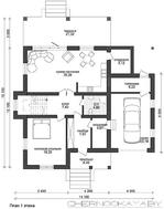 Проект двухэтажного дома с красивой крышей и кирпичным фасадом
