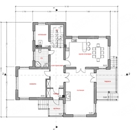 Проект простого дома в классическом стиле с гаражом для 1 авто