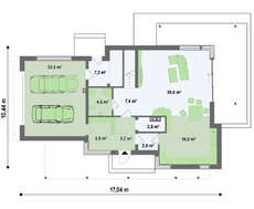 Проект двухэтажного дома модерн с гаражом для двух автомобилей