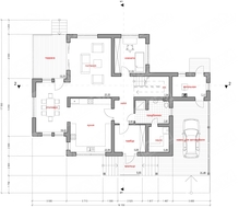 Архитектурный проект особняка с навесом для авто, сауной и террасой