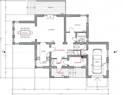Проект жилого дома с гаражом для 1 авто и удобной террасой