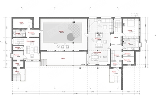 Проект жилого загородного дома с бассейном внутри