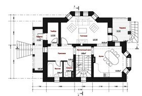 Проект загородного жилого двухэтажного дома в старинном стиле