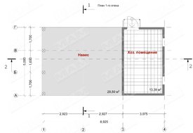 Проект хозяйственного помещения с навесом для двух авто