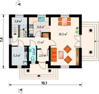 Элегантный загородный коттедж с двумя этажами и выходом в сад