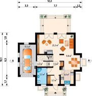 Мансардный коттедж 200 m² с гаражом на 1 авто