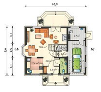 Проект загородного особняка с мансардой площадью до 150 m²