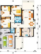 Одноэтажный коттедж с гаражом на 2 авто