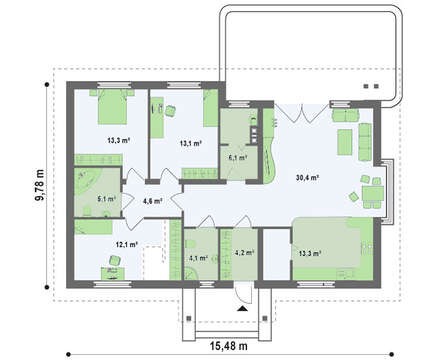 Проект традиционного одноэтажного дома