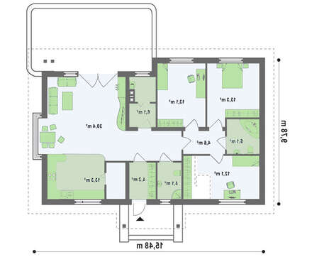 Проект традиционного одноэтажного дома