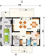 Интересный проект стильного особняка площадью 140 m²