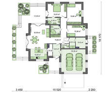 Красивый одноэтажник с гаражом на 2 машины