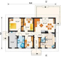 Одноэтажный модный дом, декорированный деревом