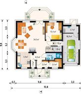 Большой загородный дом с элегантными балконами и эркером