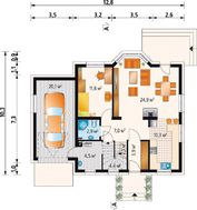 Мансардный коттедж в традиционном стиле с пристроенным гаражом на 1 авто