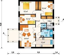 Красивая загородная усадьба с площадью менее 100 m² с открытой террасой