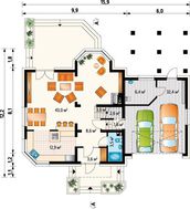 Современный загородный коттедж с просторным гаражом для двух автомобилей