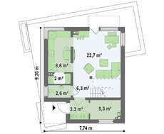 Проект небольшого дома с тремя уютными спальнями