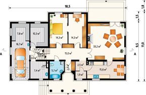 Стильный загородный коттедж прямоугольной формы с площадью 290 m²