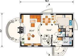 Элегантный особняк с полукруглой террасой