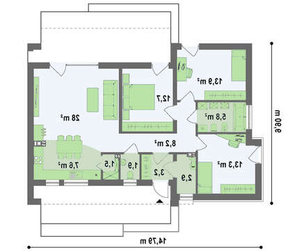 Проект одноэтажного дома в стиле бунгало