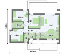 Проект одноэтажного дома в стиле бунгало