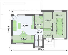Проект двухэтажного модернистского дома с гаражом и террасой