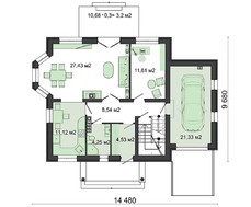 Проект двухэтажного особняка с балконом и небольшой террасой