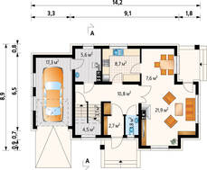 Интересный коттедж с большой террасой и балконом