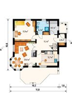 Архитектурный проект оригинального загородного коттеджа с крыльцом и террасой