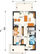 Архитектурный проект двухэтажного дома с верандой и балконом из дерева