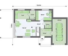 Проект современного коттеджа с фронтальной гостиной
