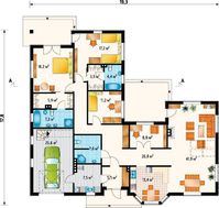 Красивый загородный дом с одним этажом и площадью в 210 m²