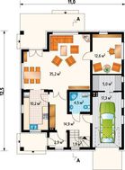 Проект стильного дома с пятью комнатами и простым дизайном