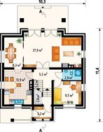 Проект загородного дома с крыльцом и маленькой верандой