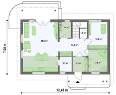 Проект классического дома с кабинетом и большой ванной