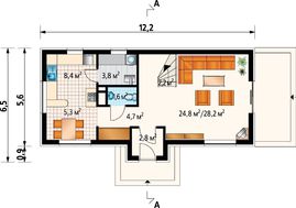 Небольшой коттедж с двумя спальнями и гостиной