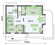 Проект дома для участка с южным въездом