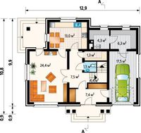 Загородный дом с мансардой и площадью 180 m²